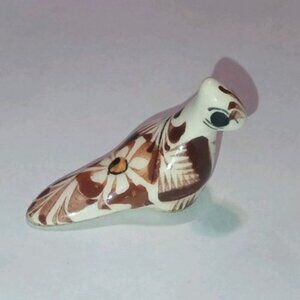 Vintage Tonala Bird Figurine Hand painted Floral Mexican Folk Art Pottery